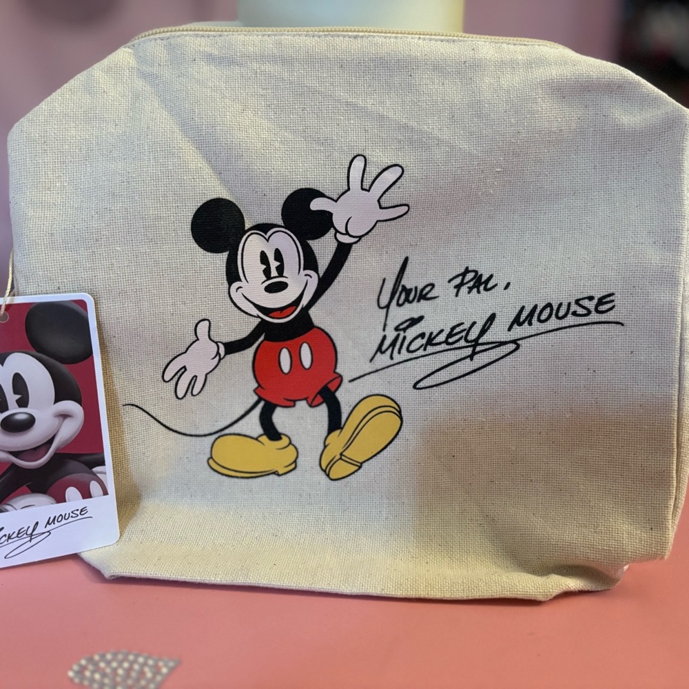 Primark Mickey Mouse Canvas Pencil Case - Cream, Black, Red, Yellow